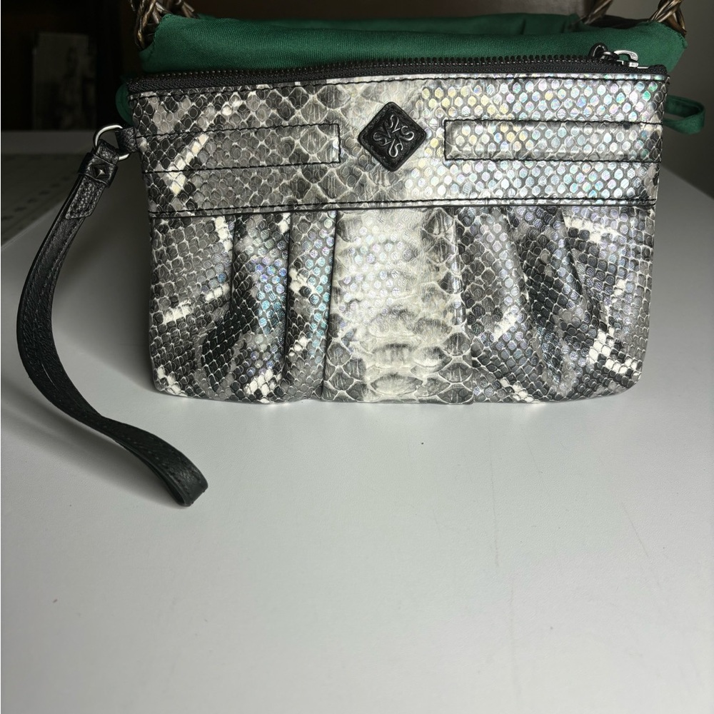 Simply Vera Vera Wang Silver Iridescent Wristlet Clutch Purse